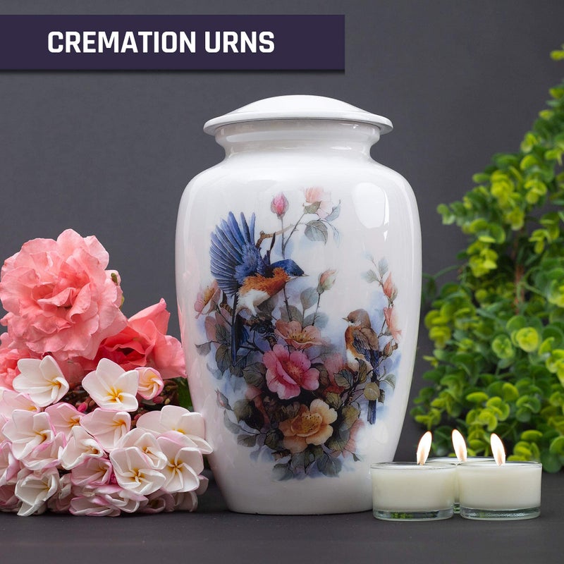 BOLD & DIVINE Birds & Floral Theme Cremation Urn | Human Ashes Adult Memorial urn, Burial, Funeral Cremation Urns (Large Urn) - Image 5
